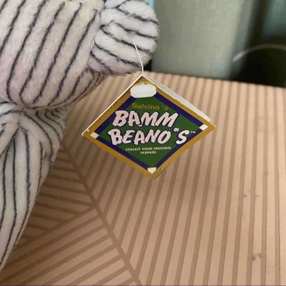 Bamm Beano's Stuffed Bears 24 Martinez & 33 Wells with Tags 1998 Striped White